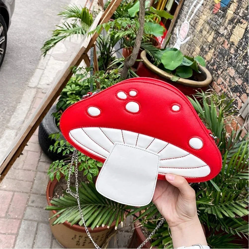 Women Mushroom Shape PU Leather Shoulder Bag Tote Crossbody Purse